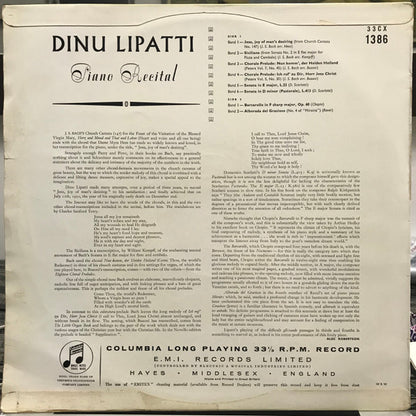 Dinu Lipatti : Piano Recital: Bach, Scarlatti, Chopin, Ravel (LP, Mono)