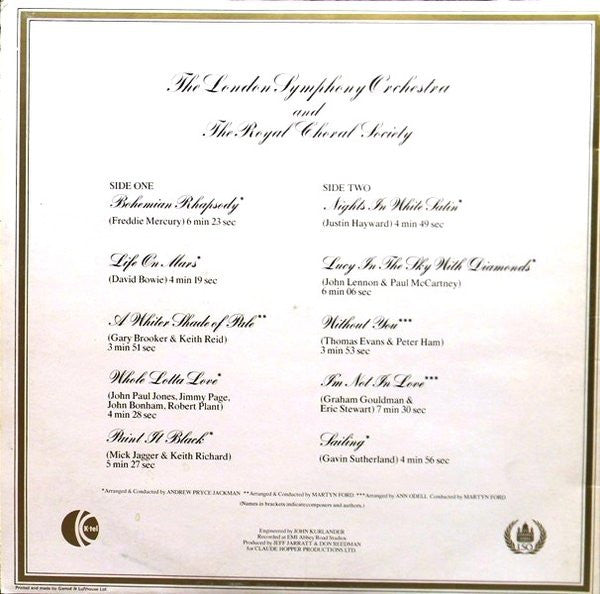 London Symphony Orchestra And The Royal Choral Society : Classic Rock (LP, Album)
