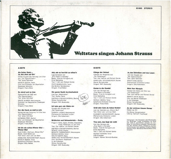 Johann Strauss Jr. : Weltstars Singen Johann Strauss (LP, Comp, Club)