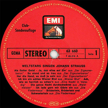 Johann Strauss Jr. : Weltstars Singen Johann Strauss (LP, Comp, Club)