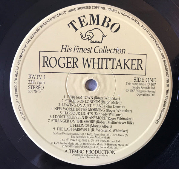 Roger Whittaker : His Finest Collection (LP, Comp)