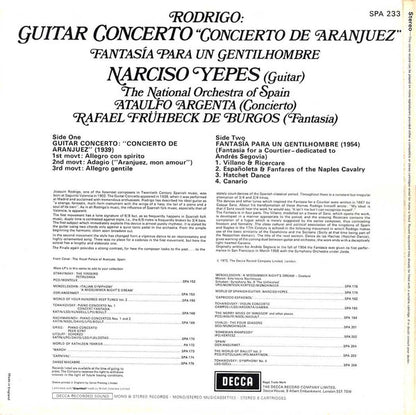 Joaquín Rodrigo ; Narciso Yepes, Orquesta Nacional de España, Ataúlfo Argenta ; Rafael Frühbeck de Burgos : Guitar Concerto / Fantasía Para Un Gentilhombre (LP, Sil)