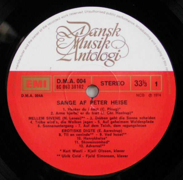 Kurt Westi, Kjell Olsson, Ulrik Cold, Anker Fjeld Simonsen : Sange Af Peter Heise (LP, Album)