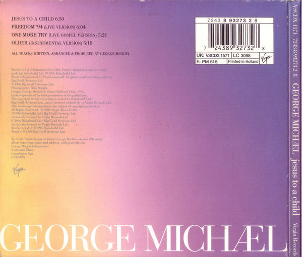 George Michael : Jesus To A Child (CD, Single, Dig)