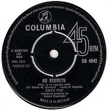 Edith Piaf : No Regrets / Exodus (7", Single, RP, bla)