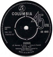 Edith Piaf : No Regrets / Exodus (7", Single, RP, bla)