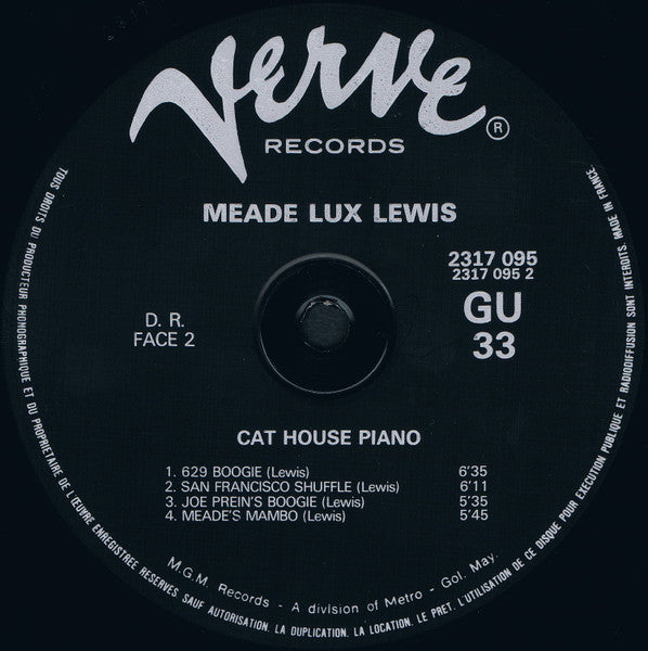 Meade "Lux" Lewis : Cat House Piano (LP, Album, RE)