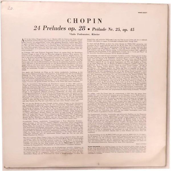 Frédéric Chopin, Vlado Perlemuter : 24 Préludes Op. 28 / Prélude No. 25, Op. 45 (LP)