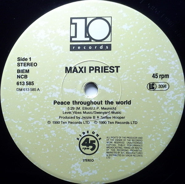 Maxi Priest : Peace Throughout The World (12")