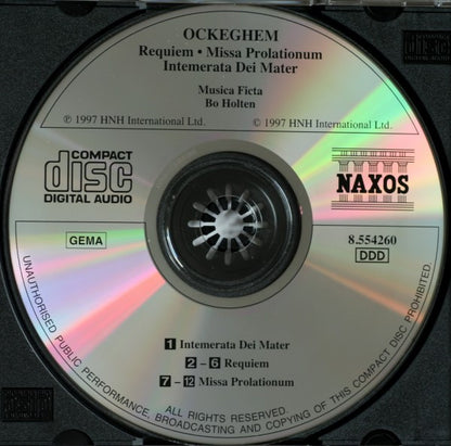 Johannes Ockeghem - Musica Ficta, Bo Holten : Requiem / Missa Prolationum / Intemerata Dei Mater (CD)