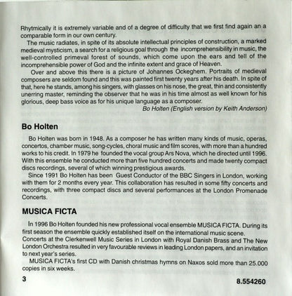 Johannes Ockeghem - Musica Ficta, Bo Holten : Requiem / Missa Prolationum / Intemerata Dei Mater (CD)