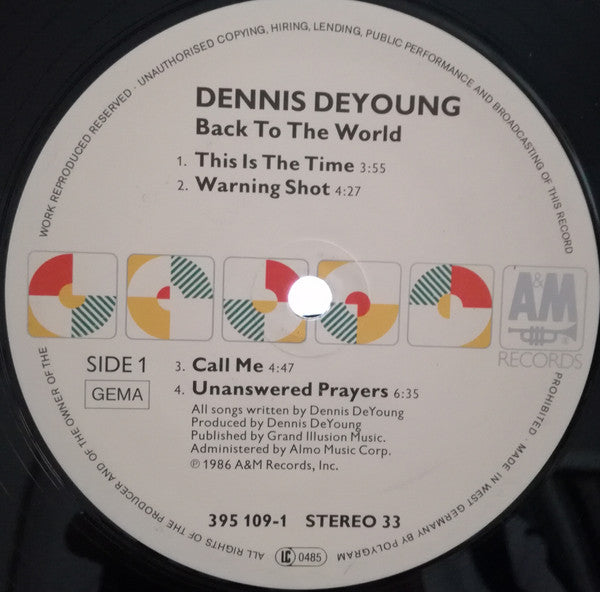 Dennis DeYoung : Back To The World (LP, Album)