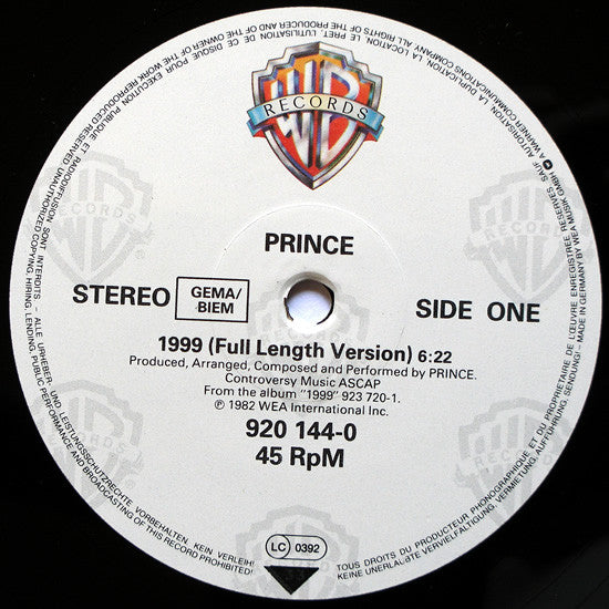 Prince : 1999 / Little Red Corvette (12", Single)