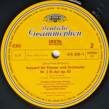 Johannes Brahms • Krystian Zimerman • Wiener Philharmoniker • Leonard Bernstein : Klavierkonzert No. 2 (LP)