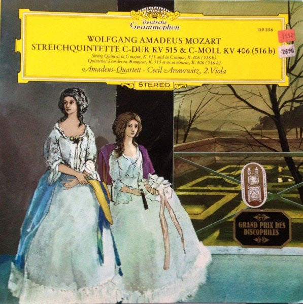 Wolfgang Amadeus Mozart, Amadeus-Quartett, Cecil Aronowitz : Streichquintette C-Dur KV 515 & C-Moll KV 406 (516b) (LP)