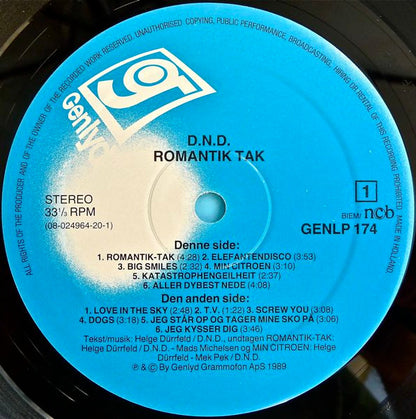 Det Neodepressionistiske Danseorkester : Romantik-tak (LP, Album)