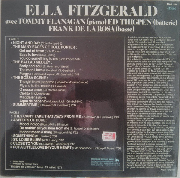 Ella Fitzgerald : Ella À Nice (LP, Album, RE)