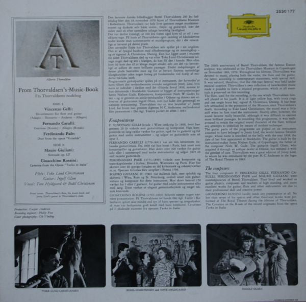 Toke Lund Christiansen, Ingolf Olsen, Tove Hyldgaard, Bodil Christensen : From Thorvaldsen's Music-Book (Fra Thorvaldsens Nodebog) (LP, Album, RE)