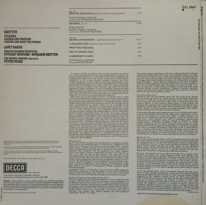 Benjamin Britten, Janet Baker, Steuart Bedford • Benjamin Britten, Peter Pears, English Chamber Orchestra, The Wilbye Consort : Phaedra / Sacred And Profane / Prelude And Fugue For Strings (LP)
