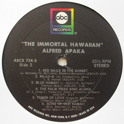 Alfred Apaka : The Immortal Hawaiian (LP, Album)