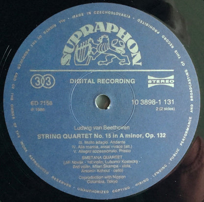 Ludwig van Beethoven — Smetana Quartet : String Quartet No. 15 In A Minor, Op. 132 (LP)