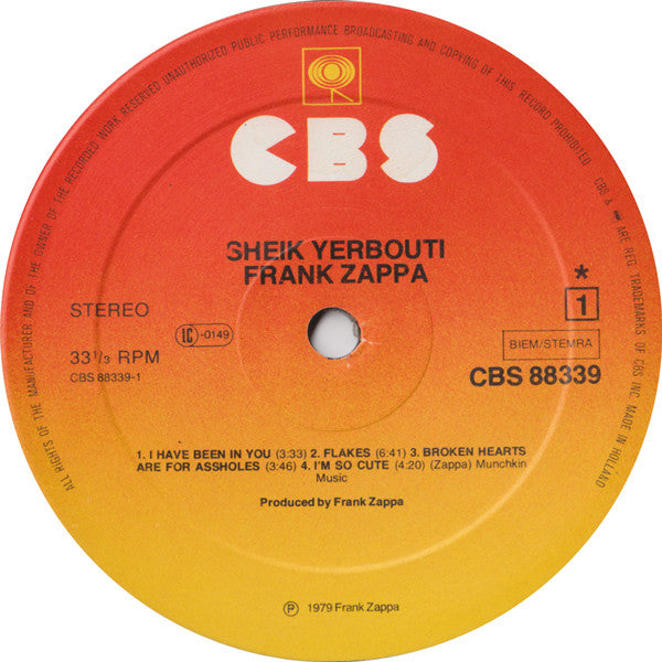 Frank Zappa : Sheik Yerbouti (2xLP, Album, Aut)