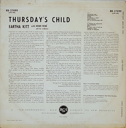 Eartha Kitt With Henri René And His Orchestra : Thursday's Child (LP, Album, Mono, RE)