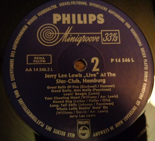 Jerry Lee Lewis : "Live" At The Star-Club, Hamburg (LP, Album, Mono)