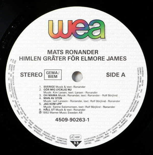 Mats Ronander : Himlen Gråter För Elmore James (LP, Album)