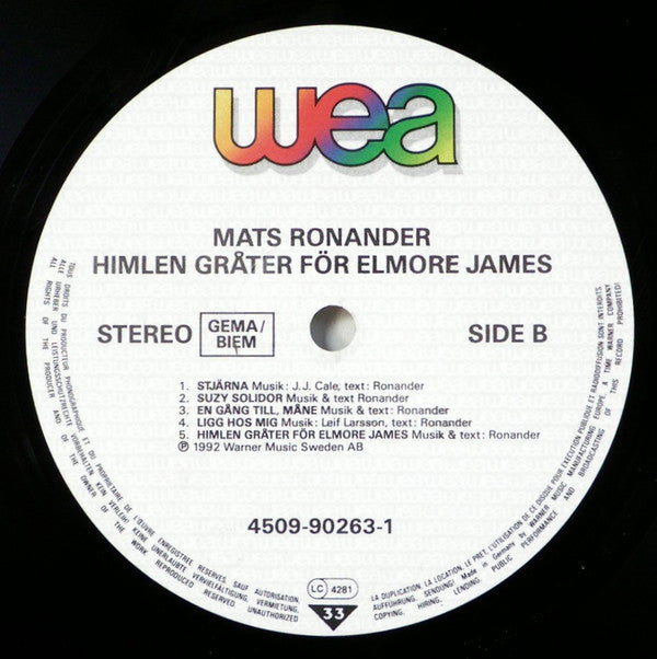 Mats Ronander : Himlen Gråter För Elmore James (LP, Album)