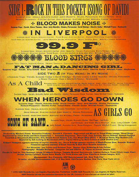 Suzanne Vega : 99.9F° (LP, Album)