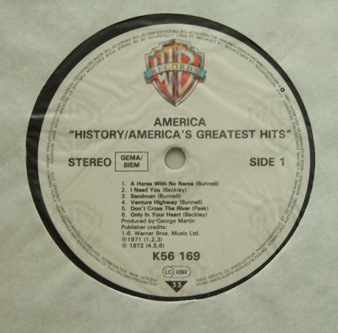 America (2) : History · America's Greatest Hits (LP, Comp, RE)