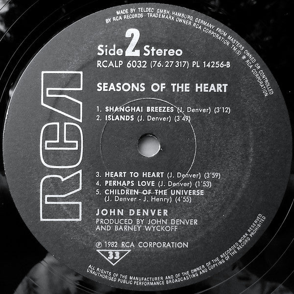 John Denver : Seasons Of The Heart (LP, Album)