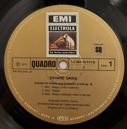 Sviatoslav Richter - Edvard Grieg / Robert Schumann . Orchestre National De L'Opéra De Monte-Carlo . Lovro Von Matacic : Klavierkonzerte (LP, Quad, Gol)