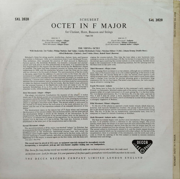 Franz Schubert - Wiener Oktett : Octet In F Major (LP)