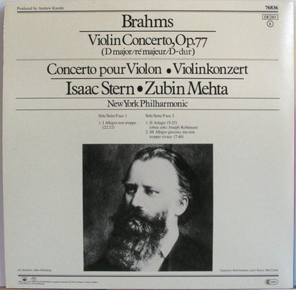 Johannes Brahms / Isaac Stern, Zubin Mehta, New York Philharmonic : Violin Concerto / Concerto Pour Violon / Violinkonzert (LP, Album, RE, Gat)