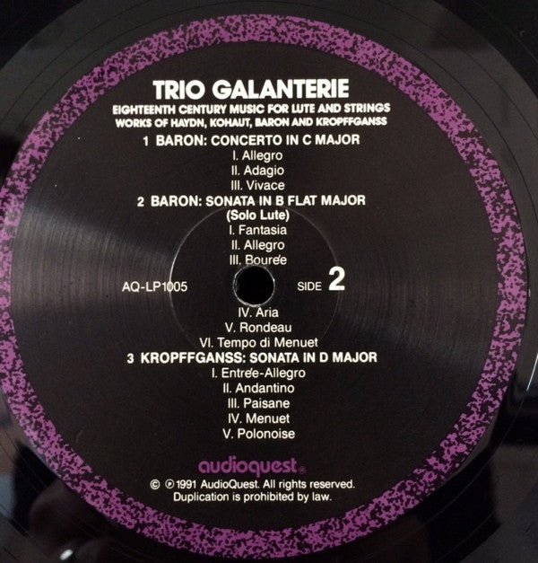 Trio Galanterie : Eighteenth Century Music For Lute And Strings (LP, Album, 180)
