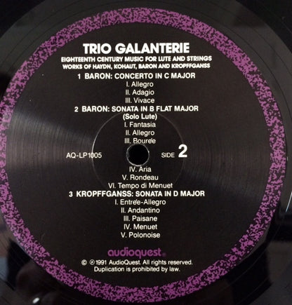 Trio Galanterie : Eighteenth Century Music For Lute And Strings (LP, Album, 180)
