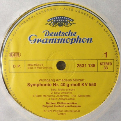 Wolfgang Amadeus Mozart, Berliner Philharmoniker, Herbert von Karajan : Symphonien No. 40 / No. 41 «Jupiter» (LP)