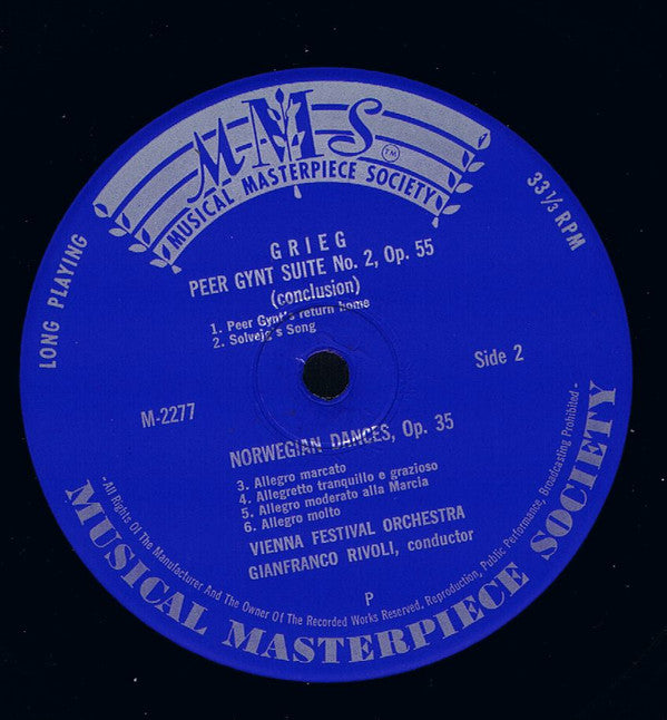 Edvard Grieg, Wiener Festspielorchester · Gianfranco Rivoli : Peer Gynt Suiten 1 Und 2 / 4 Norwegische Tänze (LP, Mono)