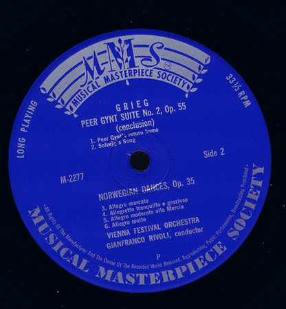 Edvard Grieg, Wiener Festspielorchester · Gianfranco Rivoli : Peer Gynt Suiten 1 Und 2 / 4 Norwegische Tänze (LP, Mono)