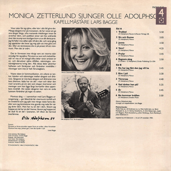 Monica Zetterlund : Monica Zetterlund Sjunger Olle Adolphson (LP, Album)