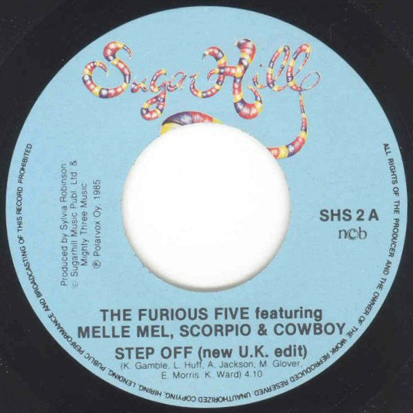The Furious Five Featuring Scorpio (3), Cowboy & Melle Mel : Step Off (U.K. Edit) (7", Single)