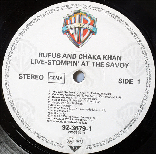 Rufus & Chaka Khan : Stompin' At The Savoy (2xLP, Album)