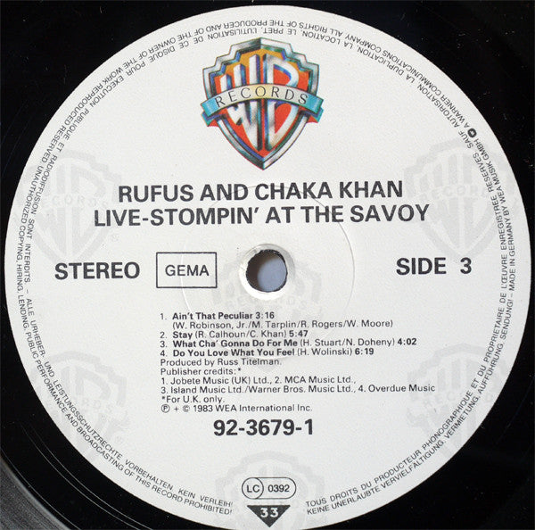 Rufus & Chaka Khan : Stompin' At The Savoy (2xLP, Album)