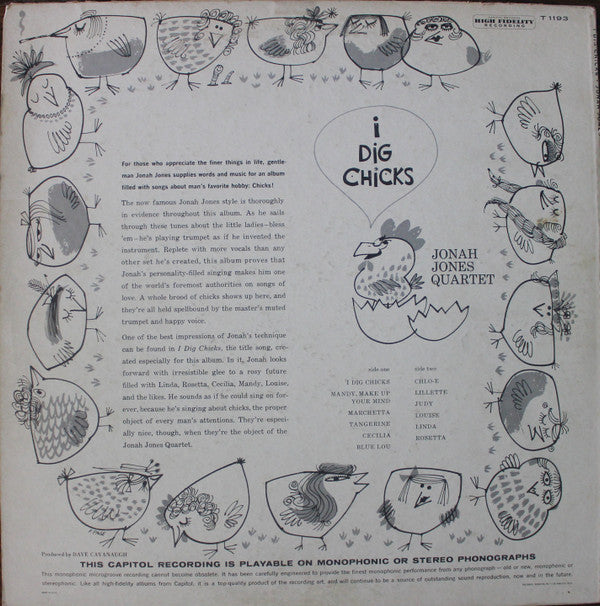 The Jonah Jones Quartet : I Dig Chicks! (LP, Album, Mono)