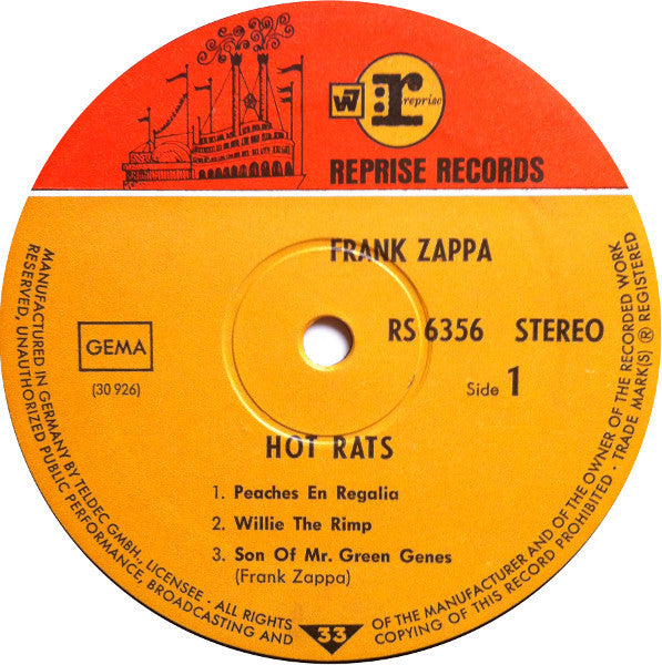 Frank Zappa : Hot Rats (LP, Album, Gat)