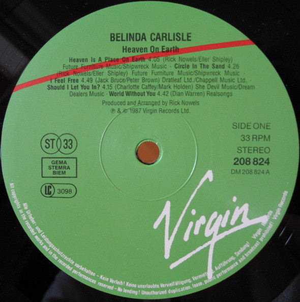 Belinda Carlisle : Heaven On Earth (LP, Album)