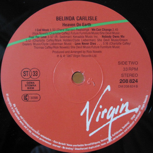 Belinda Carlisle : Heaven On Earth (LP, Album)