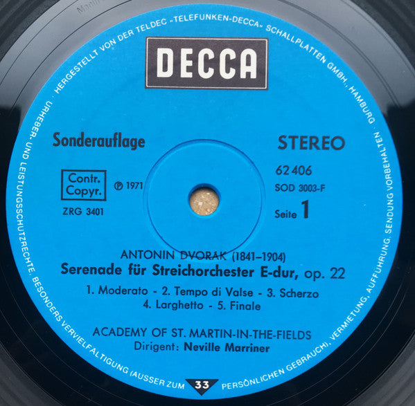 Antonín Dvořák / Edvard Grieg, The Academy Of St. Martin-In-The-Fields, Sir Neville Marriner : Streicherserenade E-dur / Aus Holbergs Zeit (LP, Club, S/Edition)